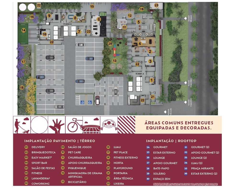 Planta - Apartamentos 2 dorms suíte, terraço e vaga 46m, Lapa, Agua Branca. Lazer completo, Terreo e rooftop, financiamento Caixa e Tabela Direta. Use seu FGTS - SBRX