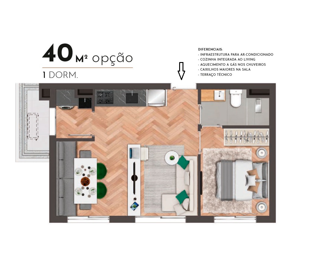 Planta - Chacara Klabin, Apartamentos 1 e 2 dormitórios, terraço, Lazer exclusivo cobertura. Proximo metro Klabin. Novo, venda, São Paulo - SBRX