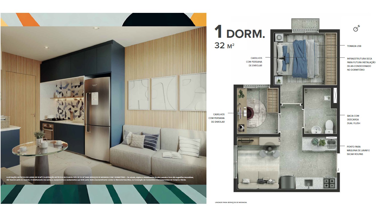 Planta - Butanta, Apartamento com 1 e 2 dormitórios, amplo lazer. Metro estação Butanta. Novo, venda, zona sul, em São Paulo. Financiamento Caixa. - SBRX