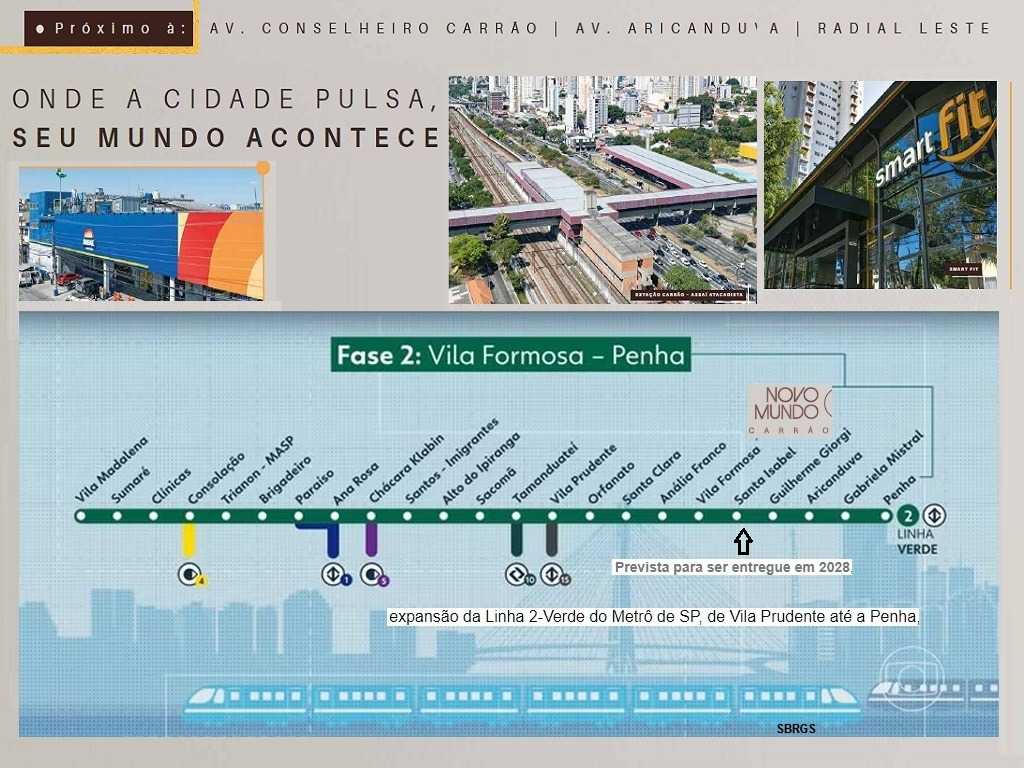 Planta - Vila Carrão. Apartamento de 1 dormitório, suite, terraço com 28m². Tipo Studio. Ao lado Estação Metro. Lazer completo Terreo e Cobertura. Zona Leste. - SBRX