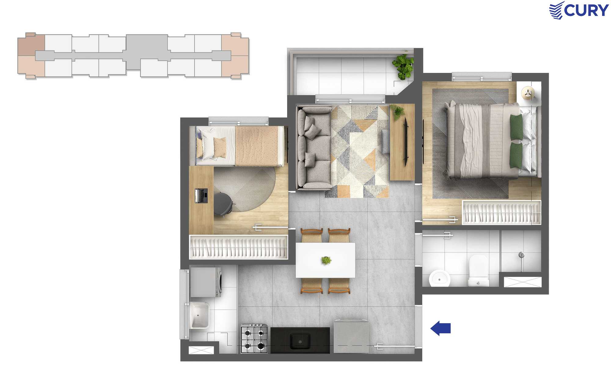 Planta - Apartamentos 2 dormitórios, terraço, 38m. Lazer completo, Butantã, USP, Estação e Parque Villa Lobos. Financiamento Caixa. - SBRX