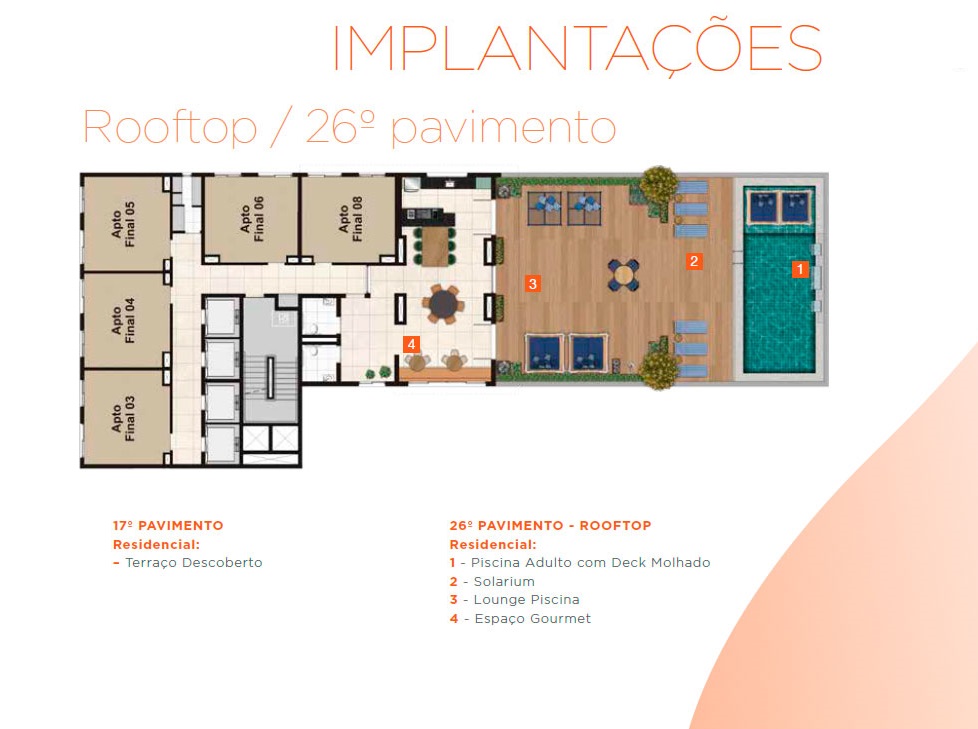 Planta - Apartamento Pompeia, com 2 dormitorios, terraço, 40m², lazer cobertura, novo à venda em São Paulo, Pompéia, zona oeste - SBRX