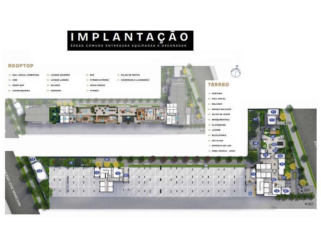 Planta - Apartamentos 2 Dorms suíte, terraço e vaga. 45m². Lazer no Terreo e Cobertura. Agua Branca, Estação Santa Marina. Financiamento Caixa - SBRX