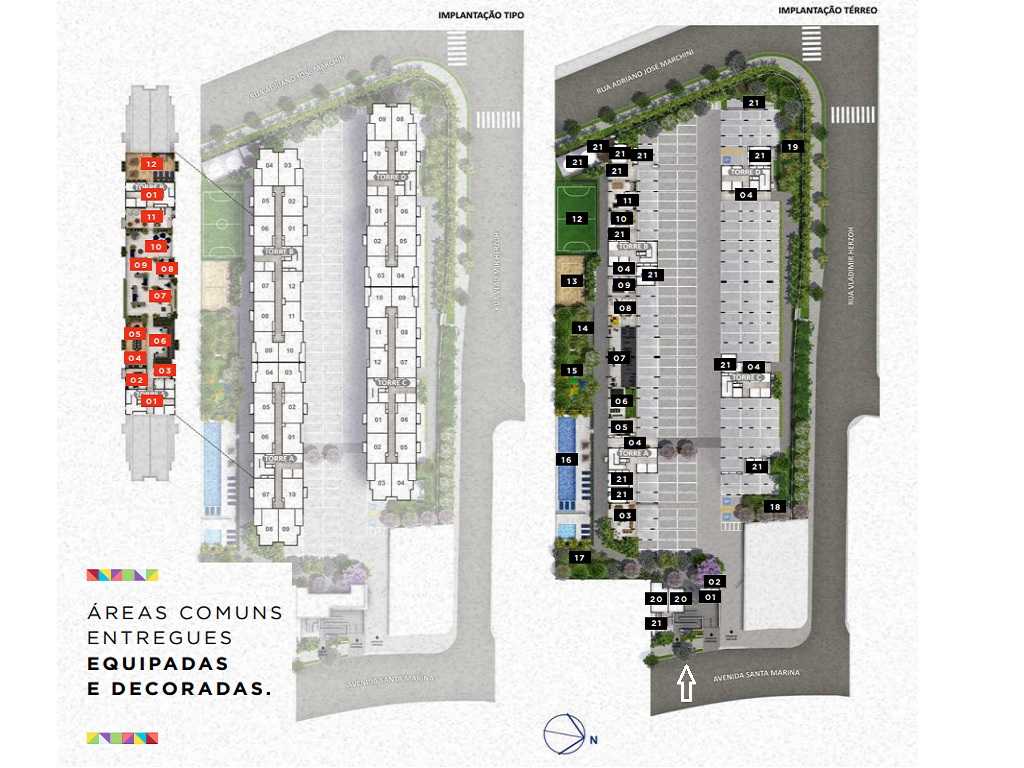 Planta - Apartamento 2 Dorms, suíte, terraço e vaga na Água Branca, Estação Santa Marina. Lazer terreo e rooftop.  Financiamento Caixa - SBRX