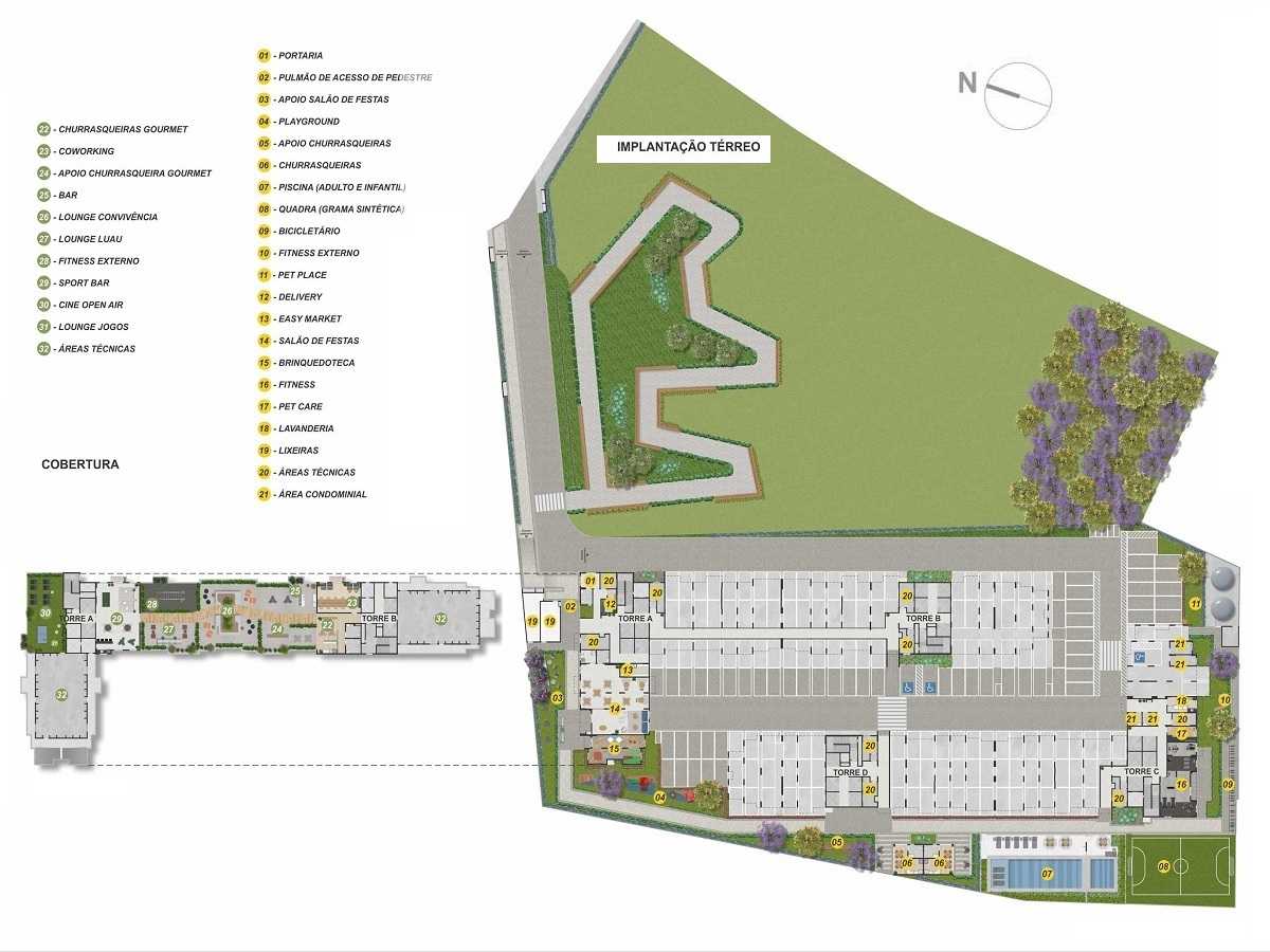 Planta - Apartamento 2 Dorms, Terraço e Vaga, 42m, Lazer Terreo e Cobertura. Estação João Dias. Chacara Santo Antonio, zona Sul. Fanaciamento Caixa - SBRX