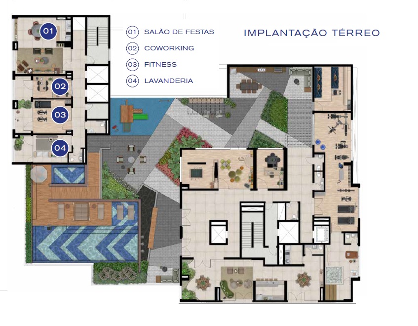 Planta - Apartamento Studio 1 dormitorio e terraço. 32m. Novo à venda, Metro Vila Madalena. Vila Madalena, Pompeia. - SBRX