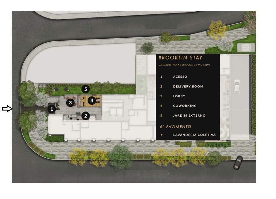 Planta - Brooklin, Apartamento Studio 1 dormitorio e terraço, 23m². Metro Brooklin. Novo, à venda em São Paulo, Zona Sul - SBRX