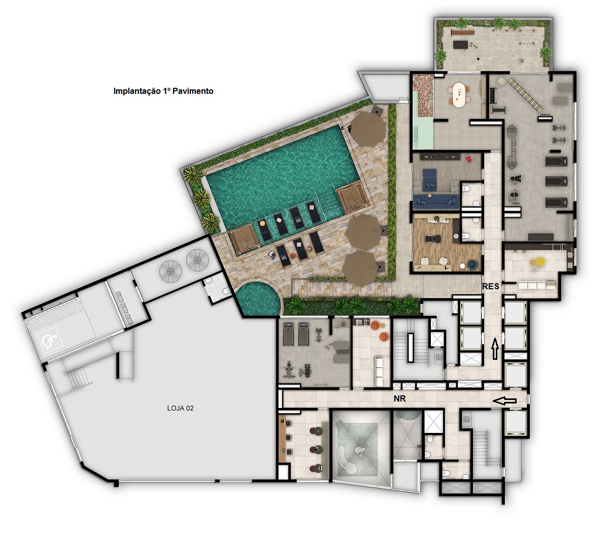 Planta - Apartamento com 2 dormitorios, suite e terraço. Novo à venda em São Paulo, Conceição, jabaquara. Metro Conceição. Lazer Completo - SBRX