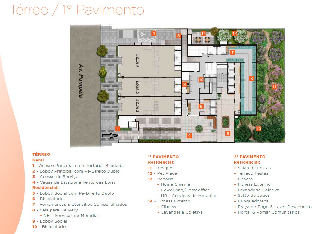Planta - Apartamento Pompeia, com 2 dormitorios, terraço, 40m², lazer cobertura, novo à venda em São Paulo, Pompéia, zona oeste - SBRX