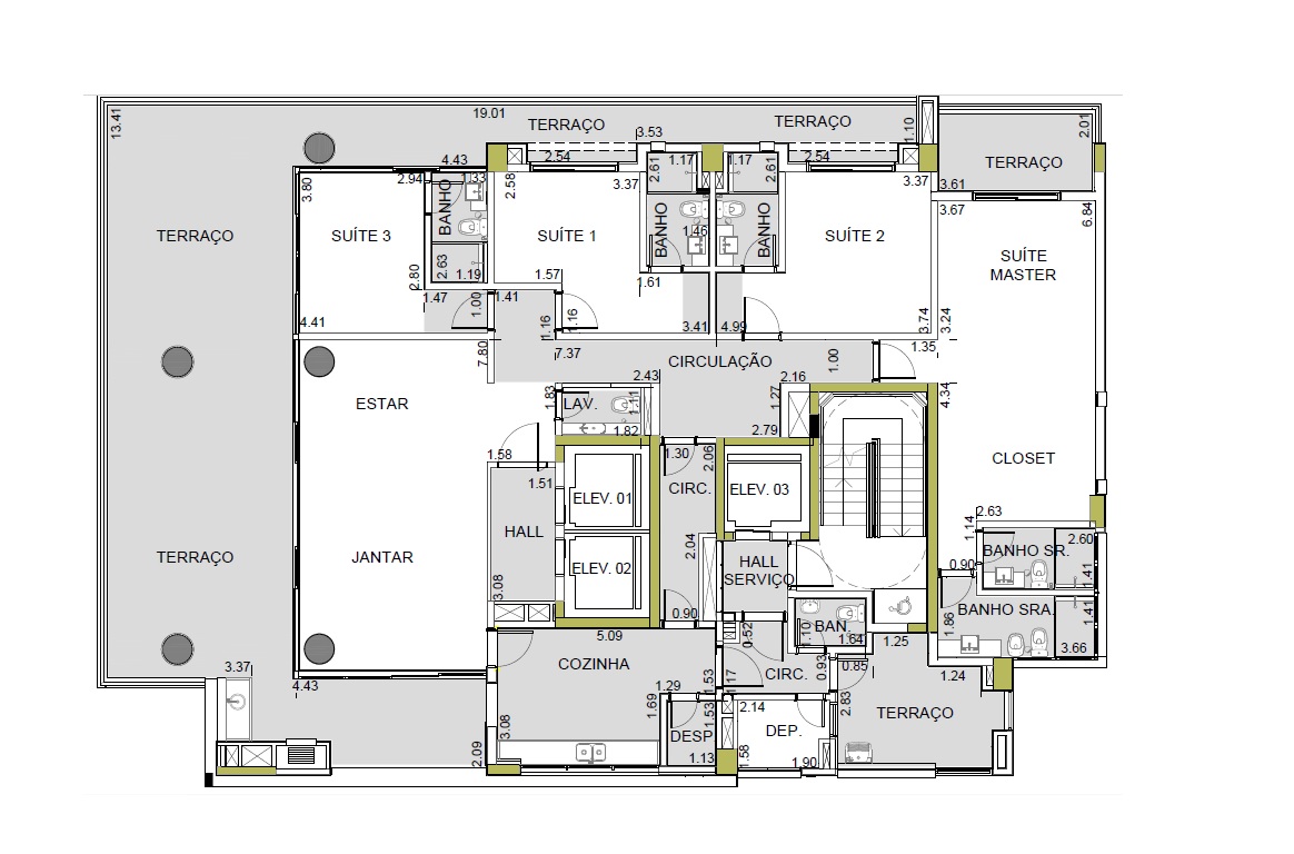 Planta - Apartamento alto padrão com 4 suites, 5 vagas, 322m², em São Paulo, Vila Olímpia, Itaim. Zona Sul. - SBRX