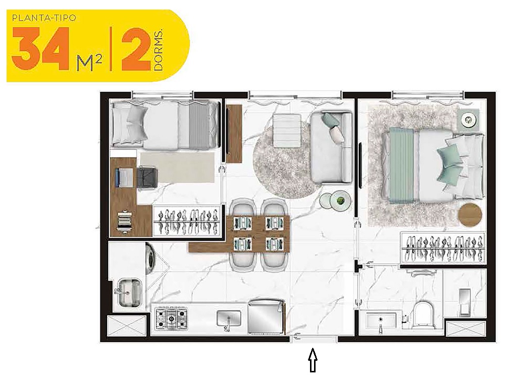Planta - Lapa, Barra Funda, Apartamento 2 dormitorios, pronto para morar. Amplo lazer. Novo a venda em São Paulo, região oeste. Metro lapa e agua branca. - SBRX