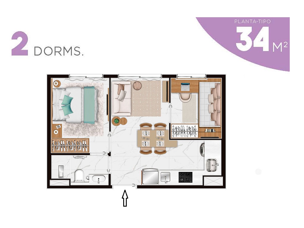 Planta - Chacara Santo Amaro, Apartamento 2 dormitorios, pronto para morar. Lazer Completo e na Cobertura. Metro. Novo a venda em São Paulo, região Sul. - SBRX