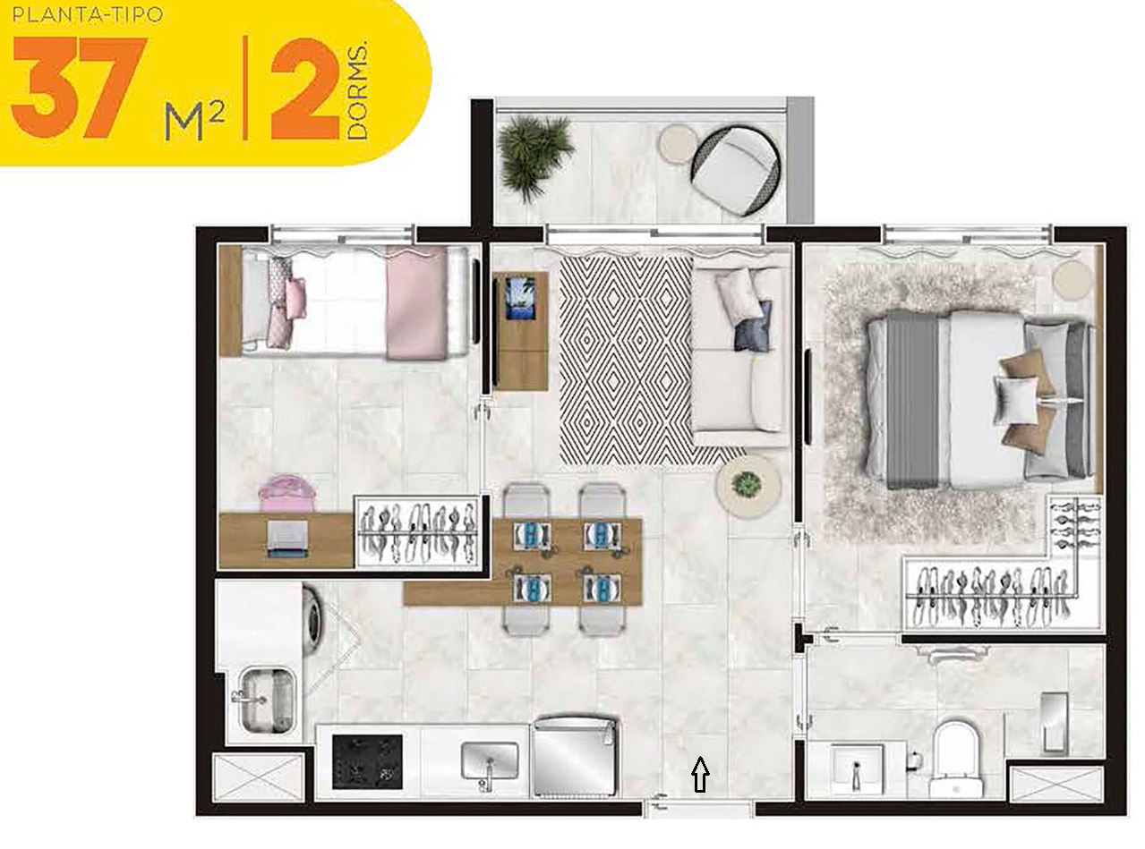 Planta - Lapa, Barra Funda, Apartamento 2 dormitorios, terraço e vaga, pronto. Amplo lazer. Novo, venda São Paulo, região oeste. Metro lapa e agua branca. - SBRX