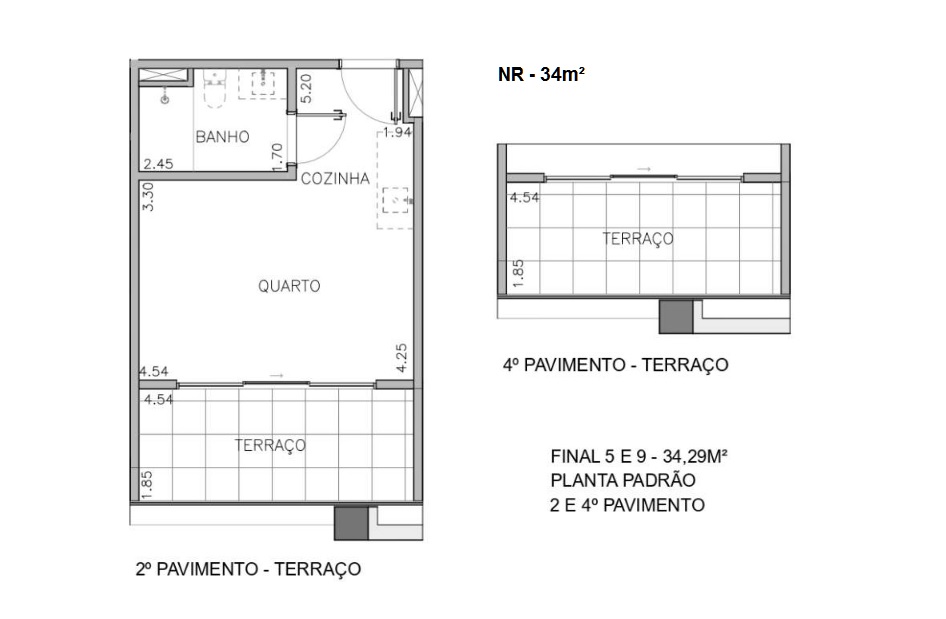 Planta - Apartamento Studio NR, 34m², Terraço, alto padrão, venda, Itaim Bibi, São Paulo - SBRX