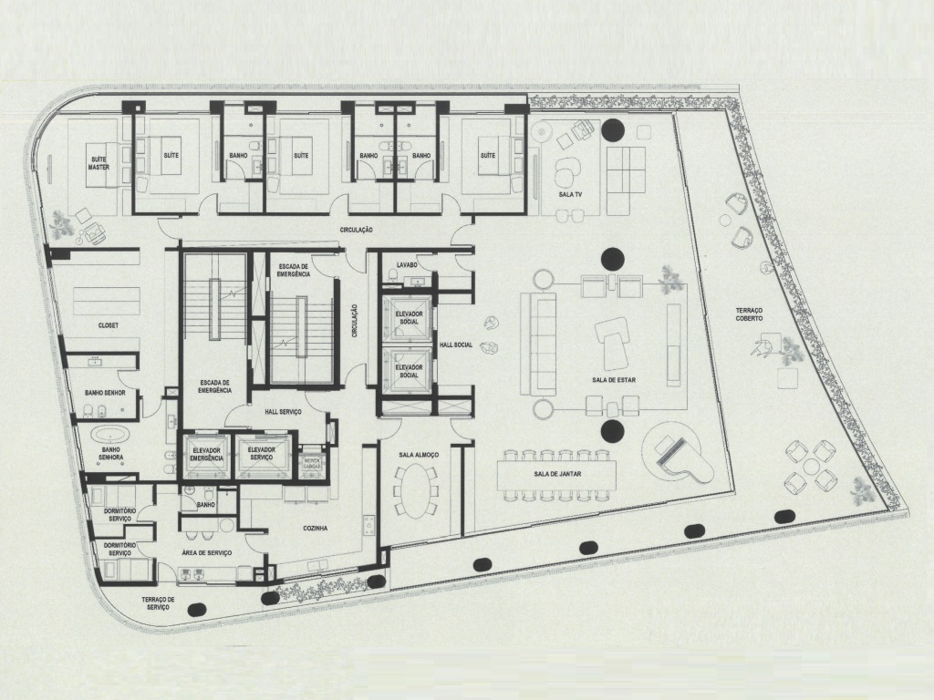 Planta - Apartamento alto padrão 4 suites, terraços e 6 vagas, 590m², Faria Lima, Cidade Jardim, à venda em São Paulo, Jardim Europa - SBRX
