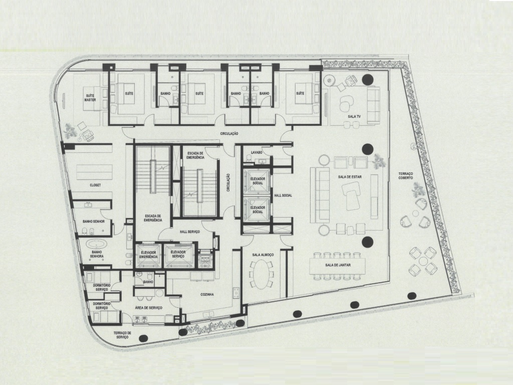 Planta - Apartamento alto padrão 4 suites, terraços e 6 vagas, 590m², Faria Lima, Cidade Jardim, à venda em São Paulo, Jardim Europa - SBRX