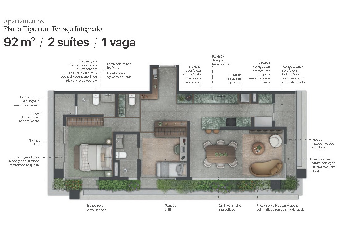 Planta - Apartamento exclusivo, 92m², 2 Suites, Lavabo, Terraços, Vaga. alto padrão. venda, Itaim Bibi, São Paulo - SBRX